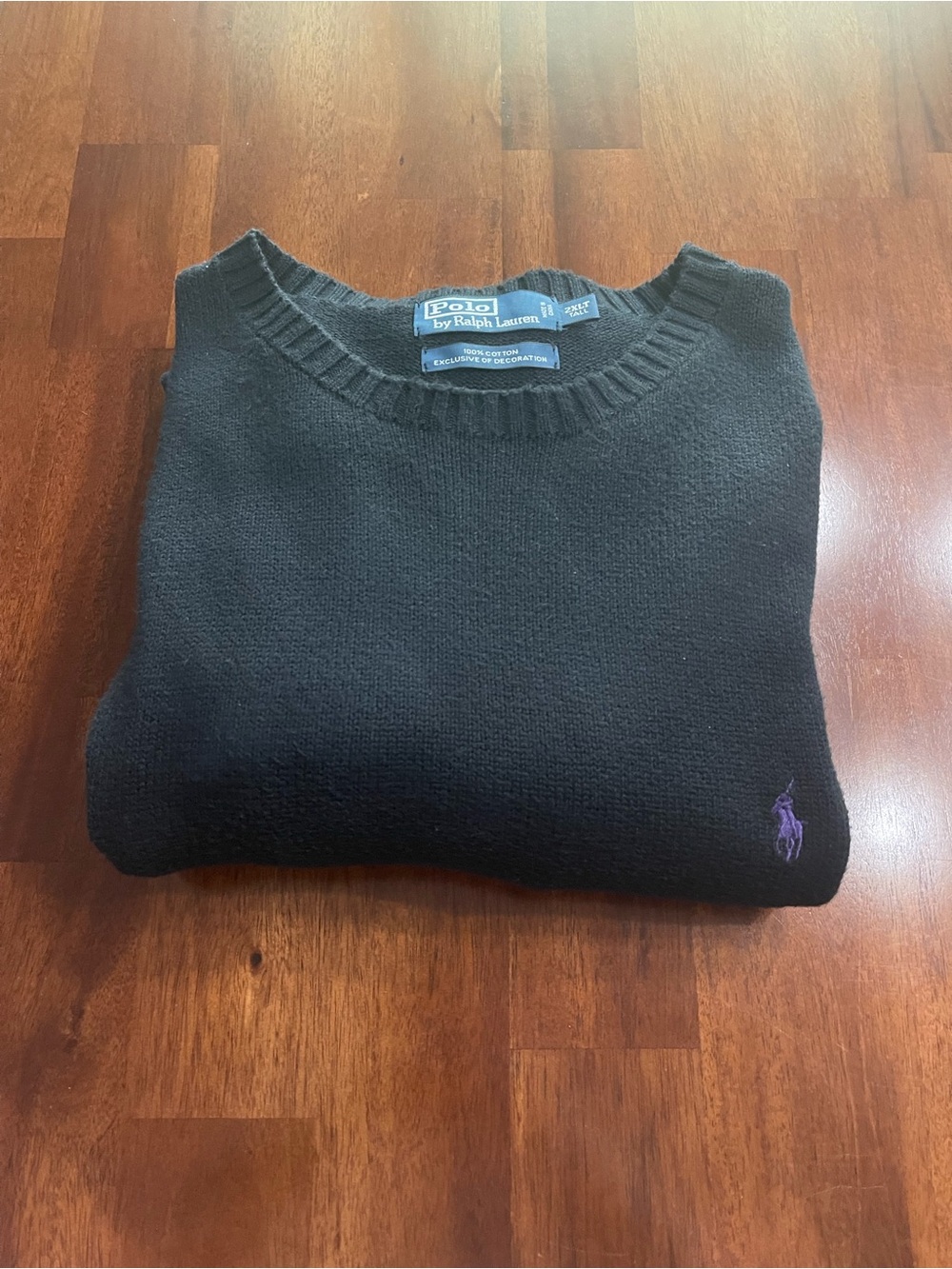 Polo by Ralph Lauren Black Crewneck Sweater with Purple Pony 2XLT